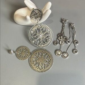 Elegant Silver Filigree Earrings and pretty drop earrings